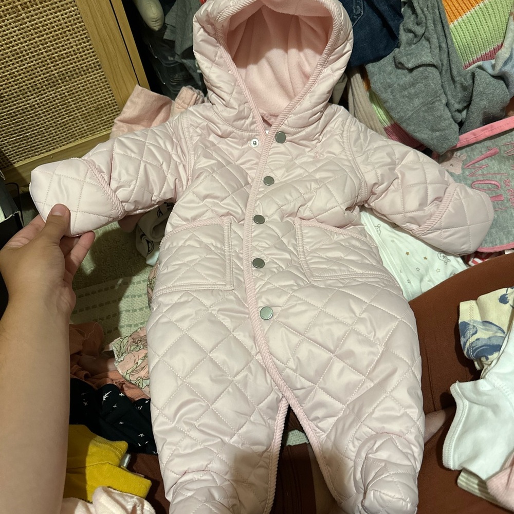 Ralph Lauren Light Pink Quilted Baby Footie